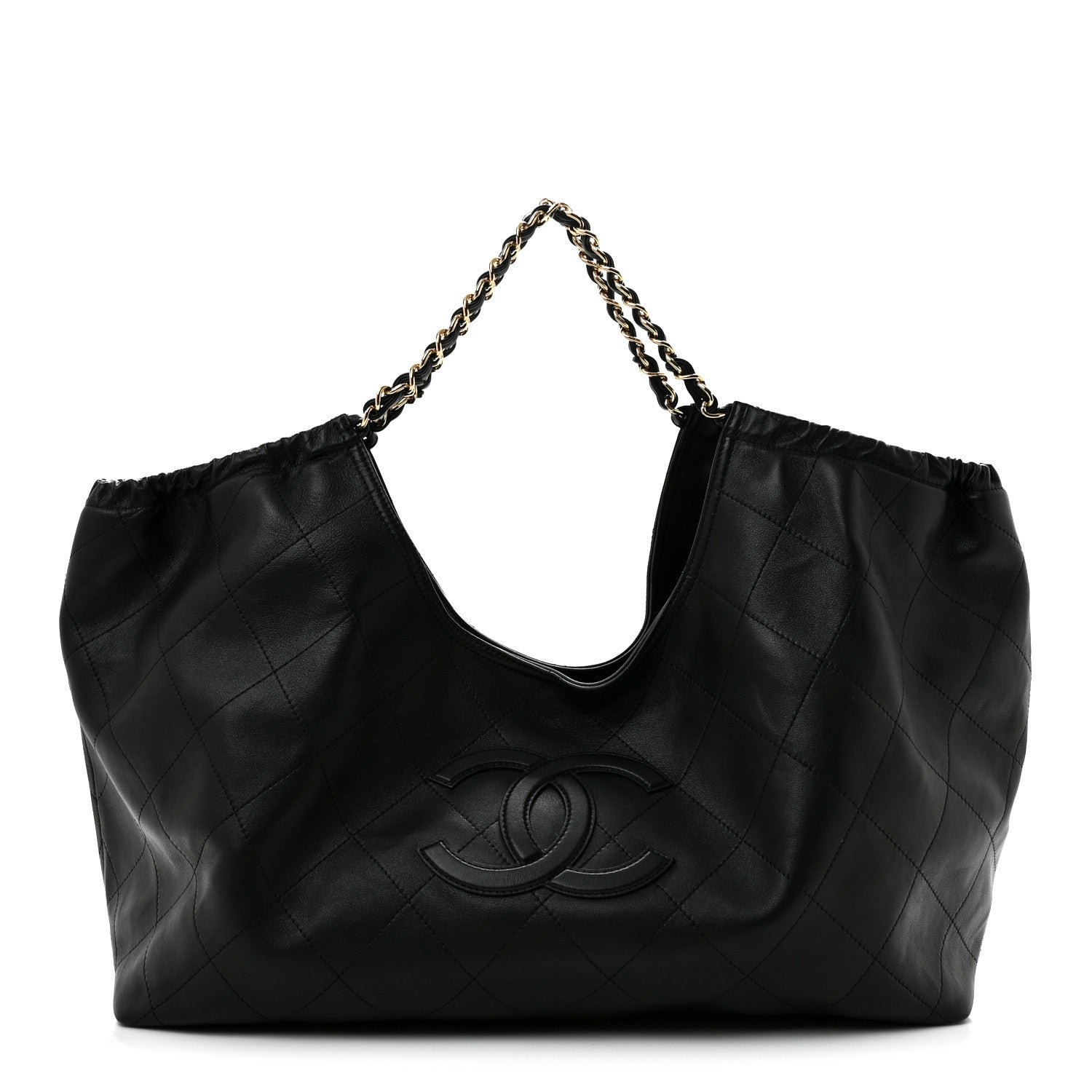 Chanel Lambskin Quilted Neo Cabas Shopping Tote Black