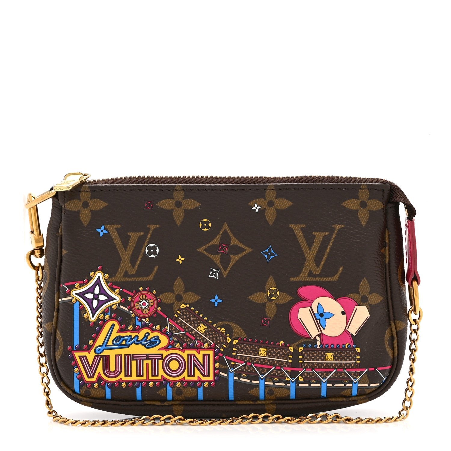 Louis Vuitton Monogram 2020 Christmas Animation Roller Coaster Mini Pochette Accessories Pivoine