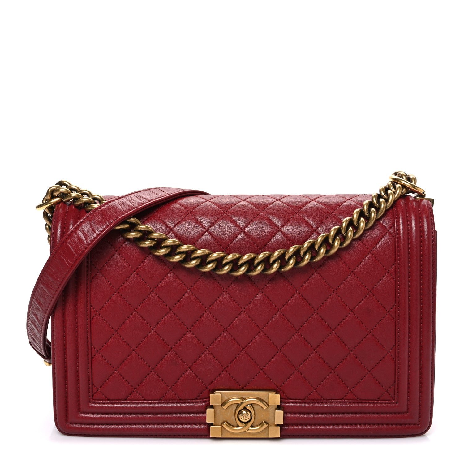 Chanel Chanel Lambskin Quilted New Medium Boy Flap Red