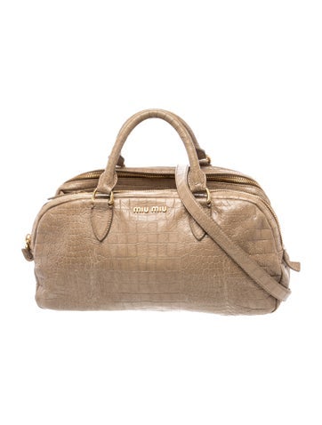 Embossed Leather Top Handle Bag Vintage