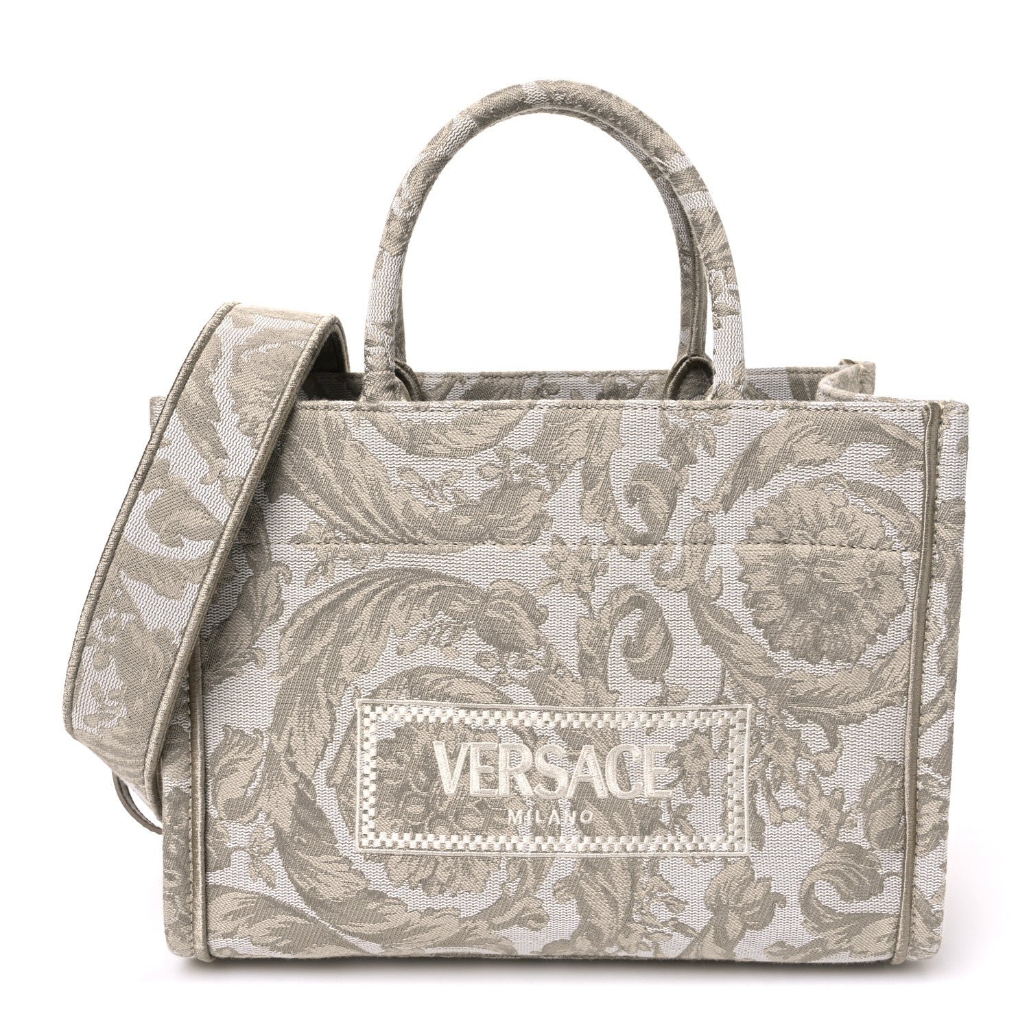 Versace Jacquard Barocco Small Athena Tote Beige