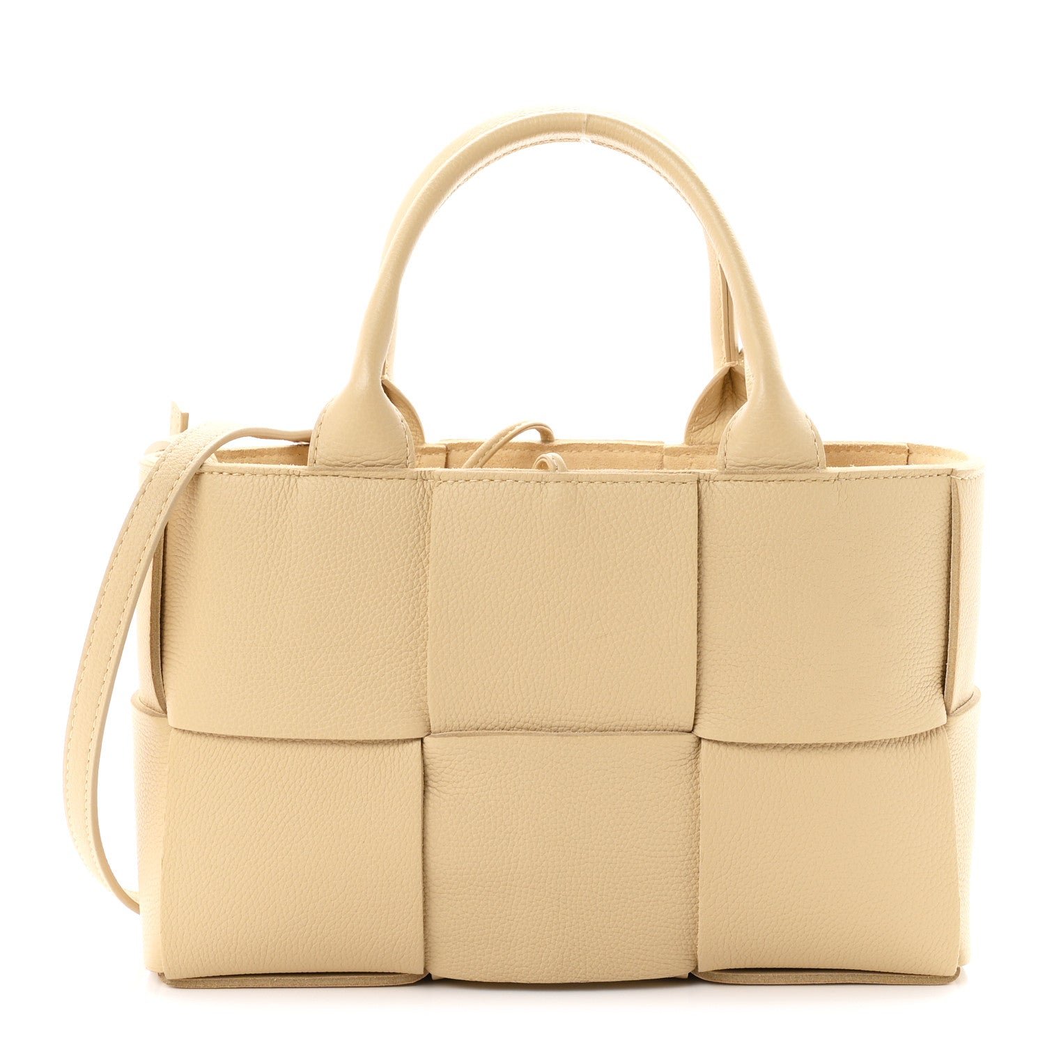 Bottega Veneta Grained Calfskin Maxi Intrecciato Mini Arco Tote Porridge