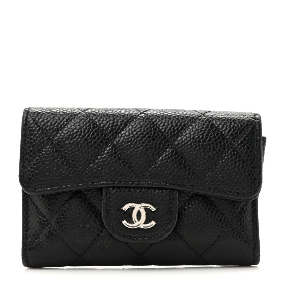 Chanel Caviar Quilted Flap Card Holder Wallet Black