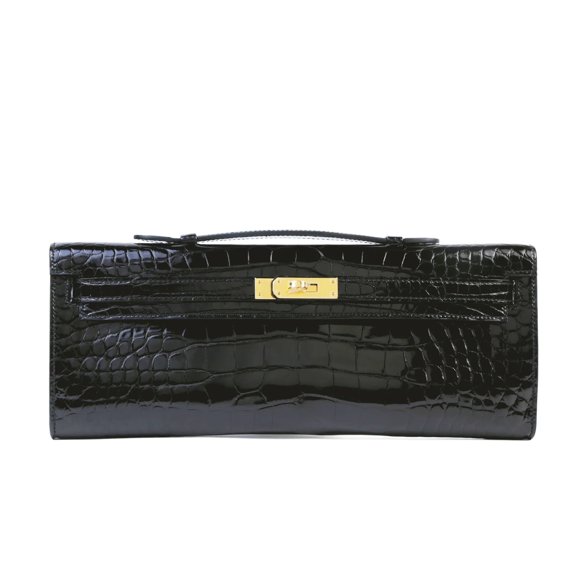Brand New ( Rank N ) HERMÈS Kelly Cut Noir (89) Shiny Alligator Gold hardware K (2025)