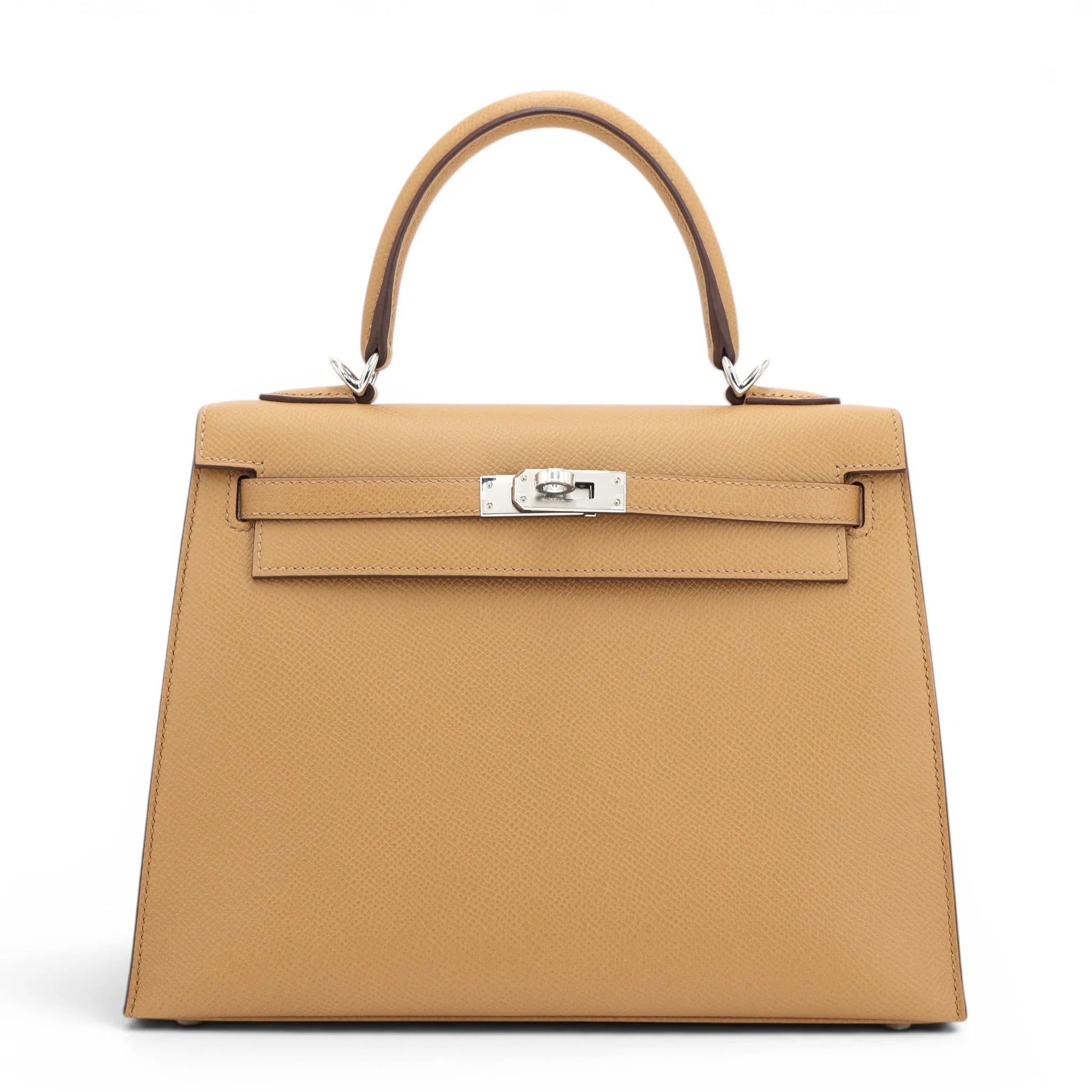 Brand New ( Rank N ) HERMÈS Kelly 25 Sellier Biscuit (4B) Epsom Palladium hardware K (2025)