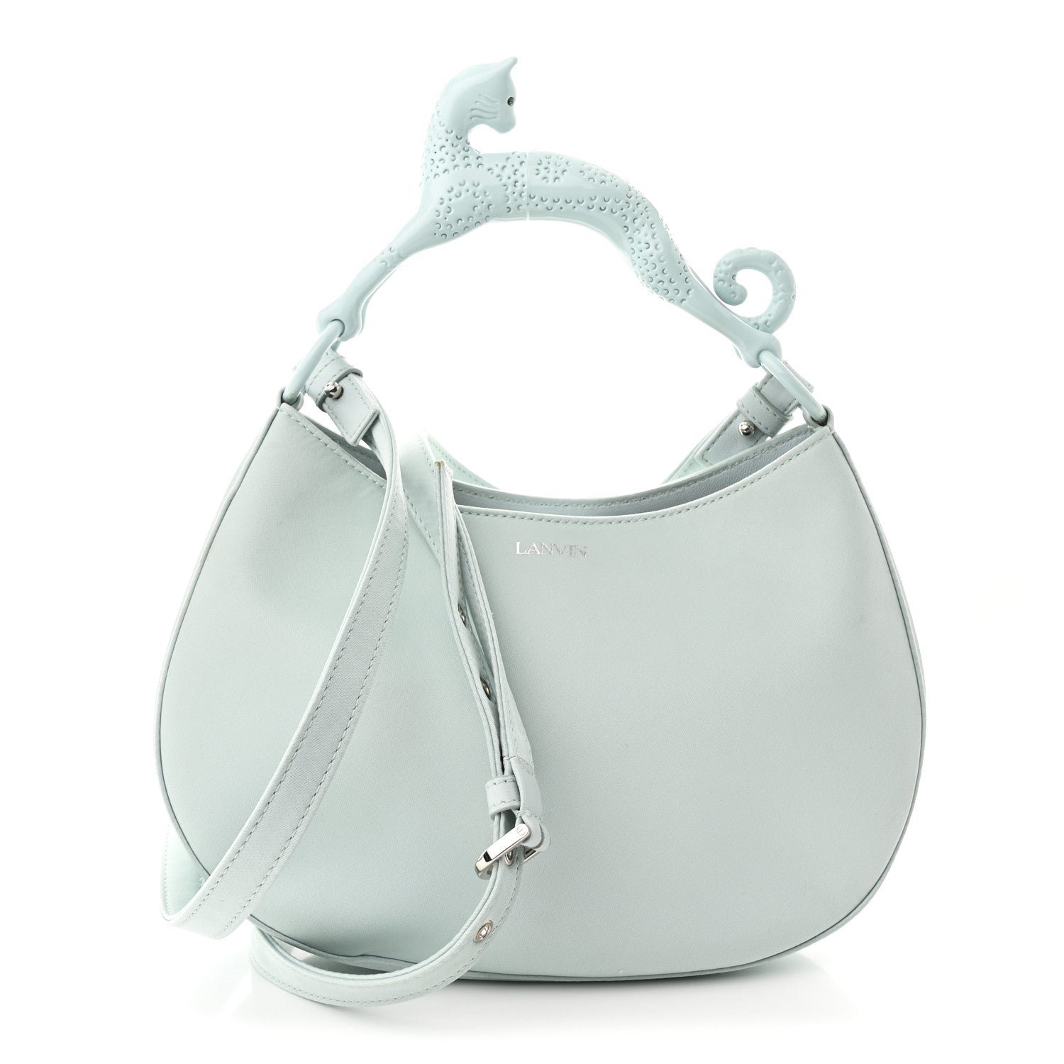Lanvin Satin Cat Hobo Blue