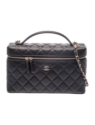 Quilted Caviar Vanity Case w/ Chain