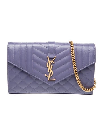 Leather Monogram Envelope Chain Wallet Large