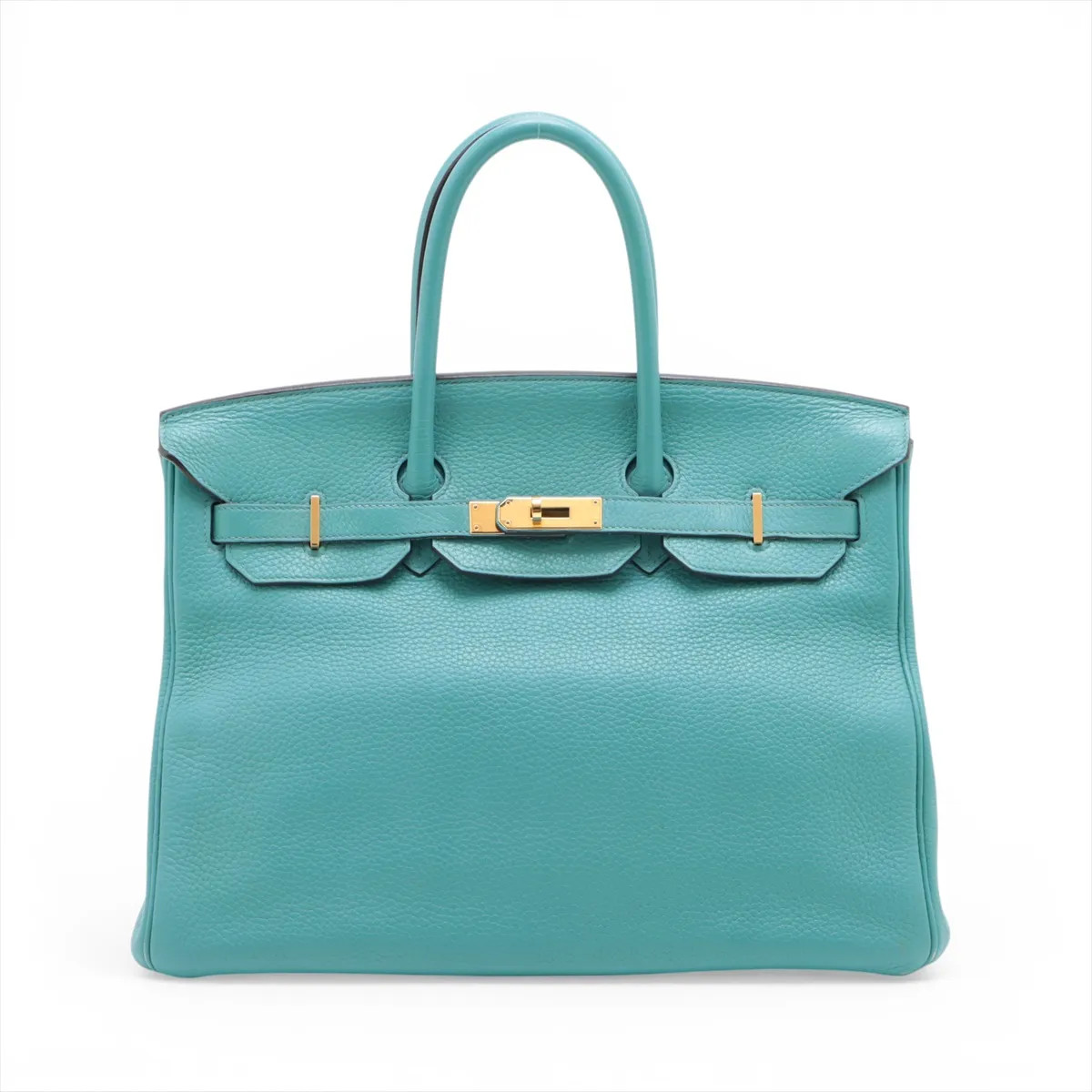 Hermès Birkin 35 Le Tournay Taurillon Clemence Turquoise Gold Metal Fittings
