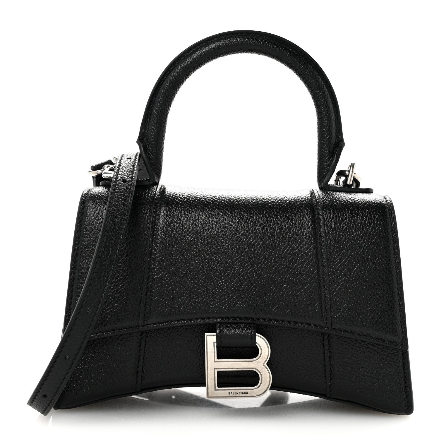 Balenciaga Grained Calfskin Hourglass Top Handle Bag XS Black