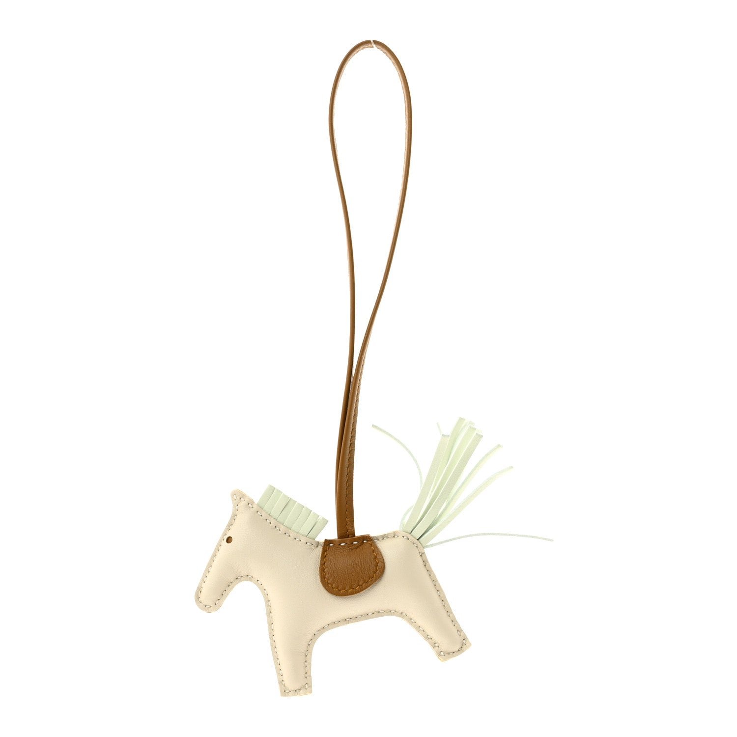 Hermes Milo Lambskin Grigri Rodeo Horse Bag Charm PM Craie Vert Fizz Kraft
