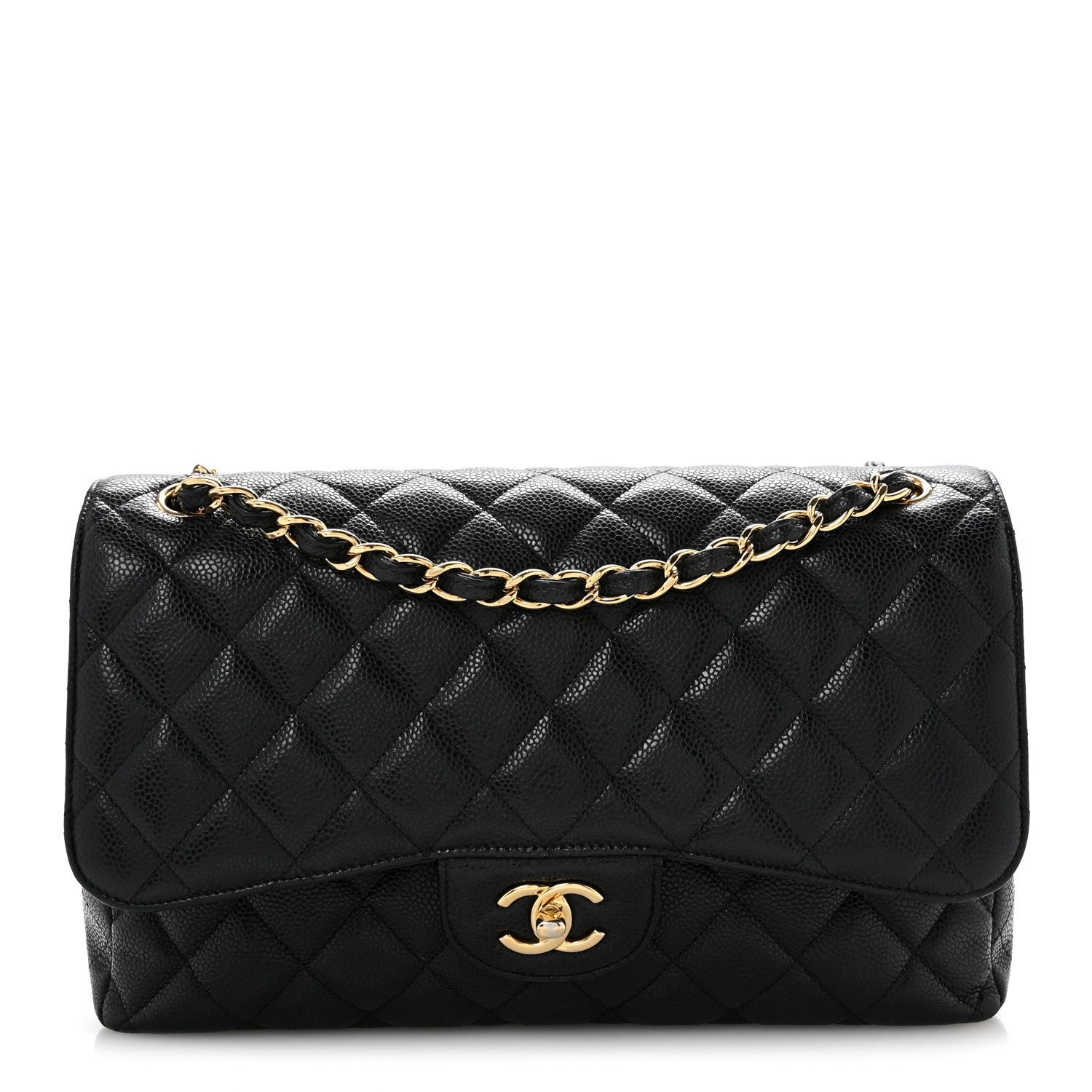 Chanel Chanel Caviar Quilted Jumbo Double Flap Black