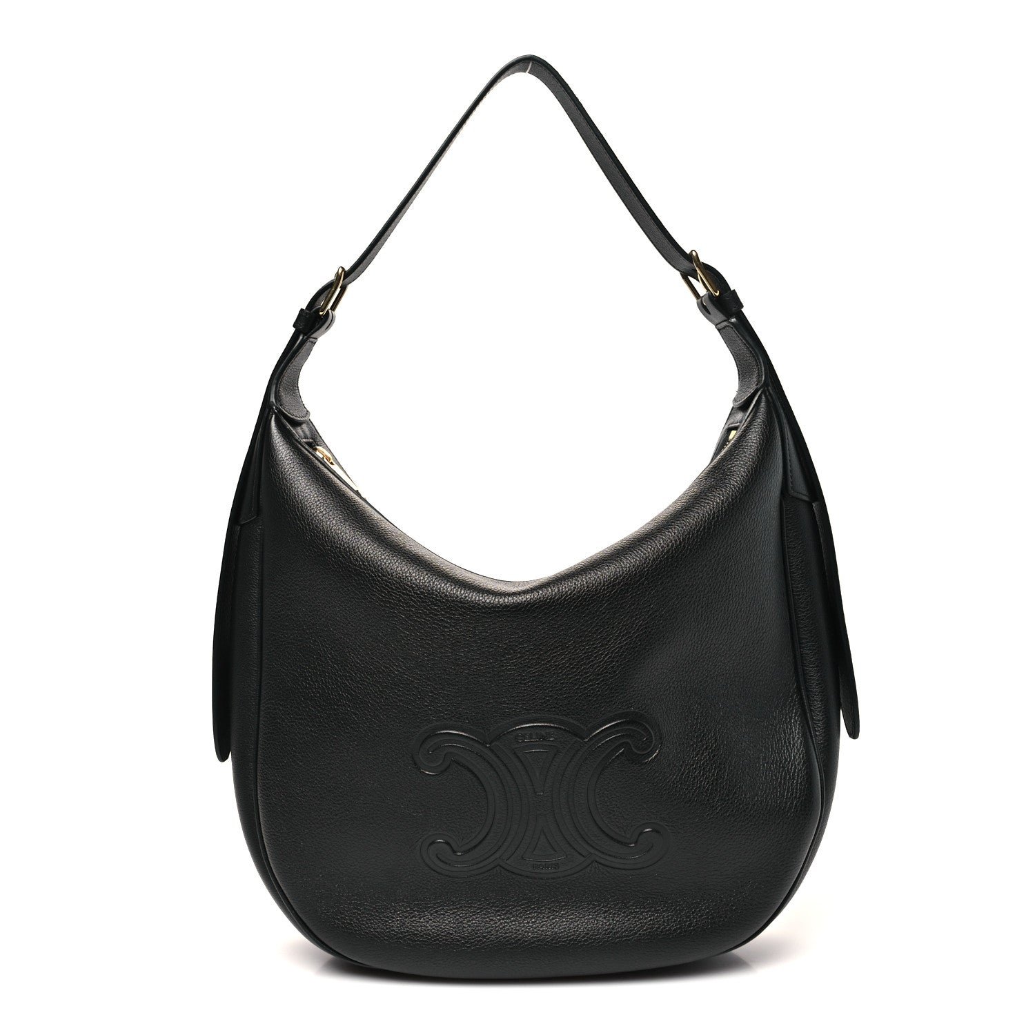 Celine Supple Calfskin Cuir Triomphe Medium Heloise Shoulder Bag Black