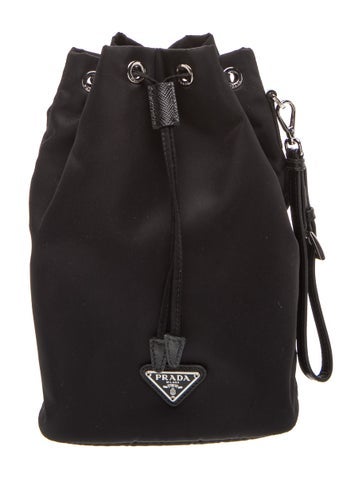 Saffiano Leather Re-Nylon Vela Drawstring Pouch