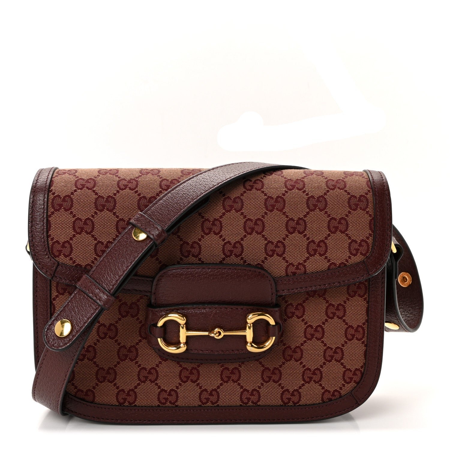 Gucci Gucci Monogram Textured Dollar Calfskin Horsebit 1955 Shoulder Bag Sahara Rubino Chardonnay
