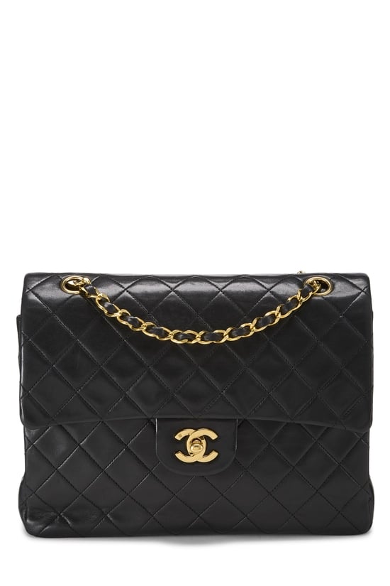 Black Quilted Lambskin Classic Double Flap Tall Medium