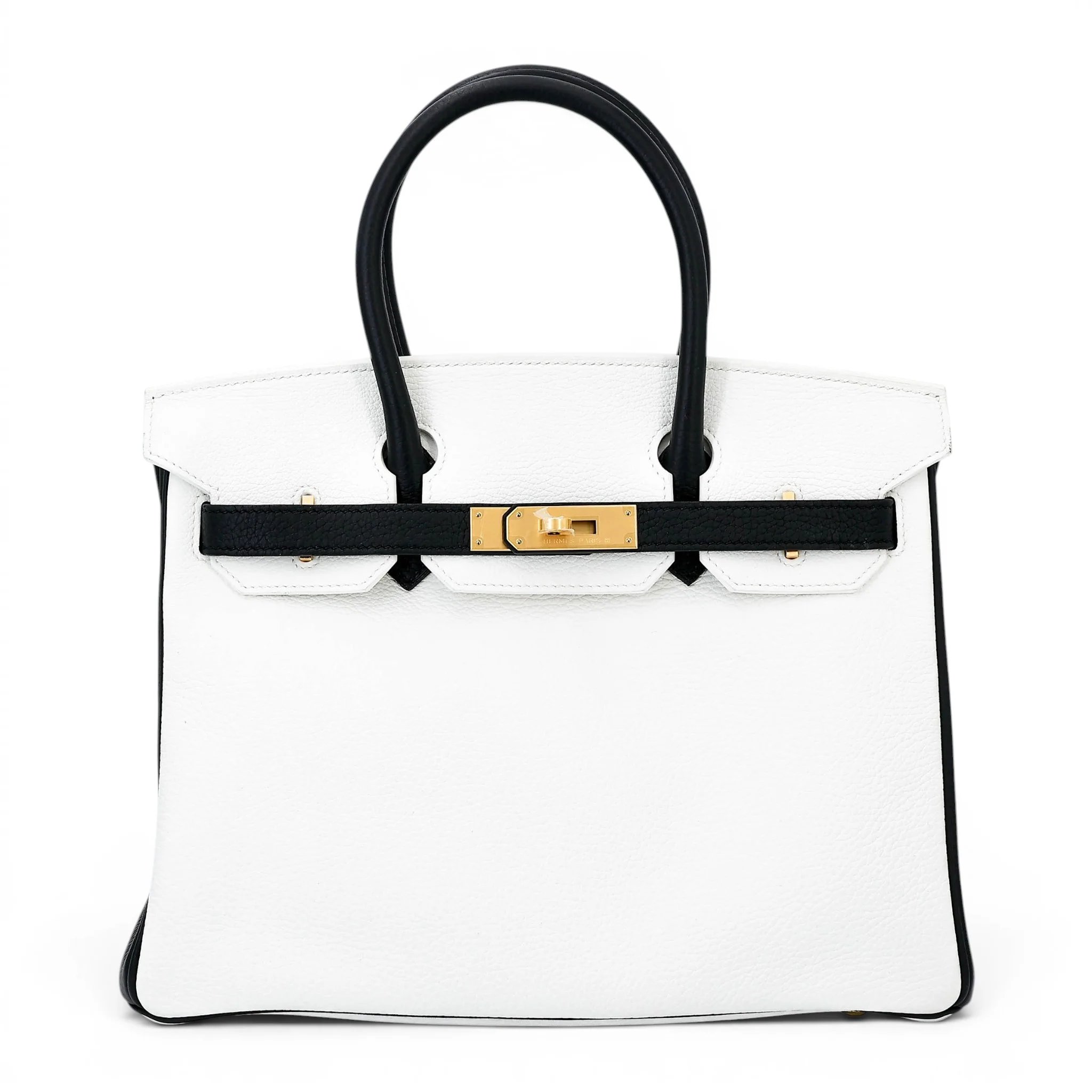Unused ( Rank NS ) HERMÈS Special Order Birkin 30 HSS Noir (89) White (01) Togo Brushed Gold hardware Z (2021)
