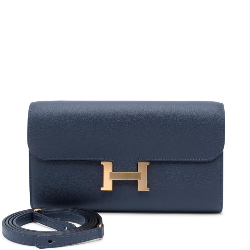 Bleu Nuit Evercolor Constance-To-Go Wallet Rose Gold Hardware, 2021