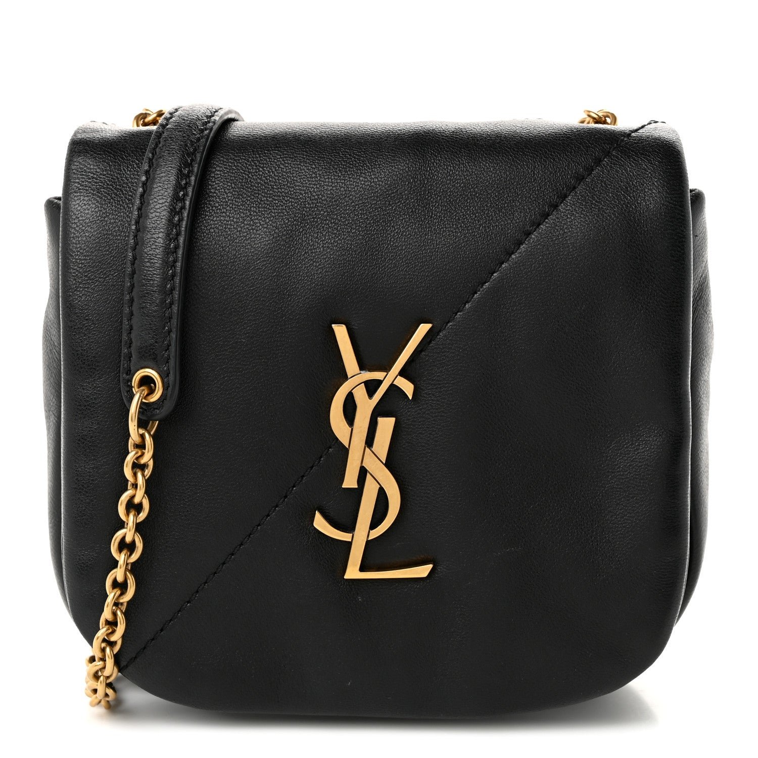 Saint Laurent Lambskin Patchwork Monogram Nano Jamie 4.3 Black