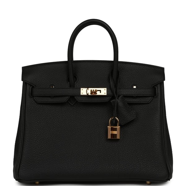 Hermes Pre-owned Hermes Birkin 25 Black Verso Togo Gold Hardware