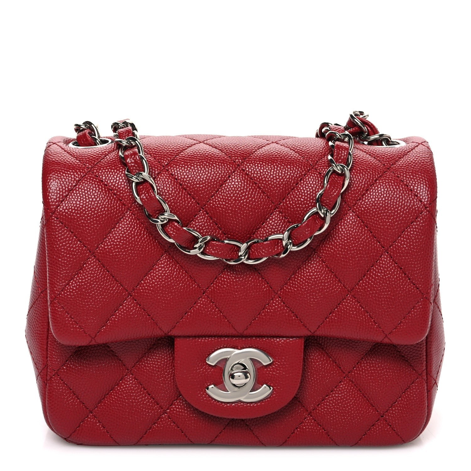 Chanel Caviar Quilted Mini Square Flap Red