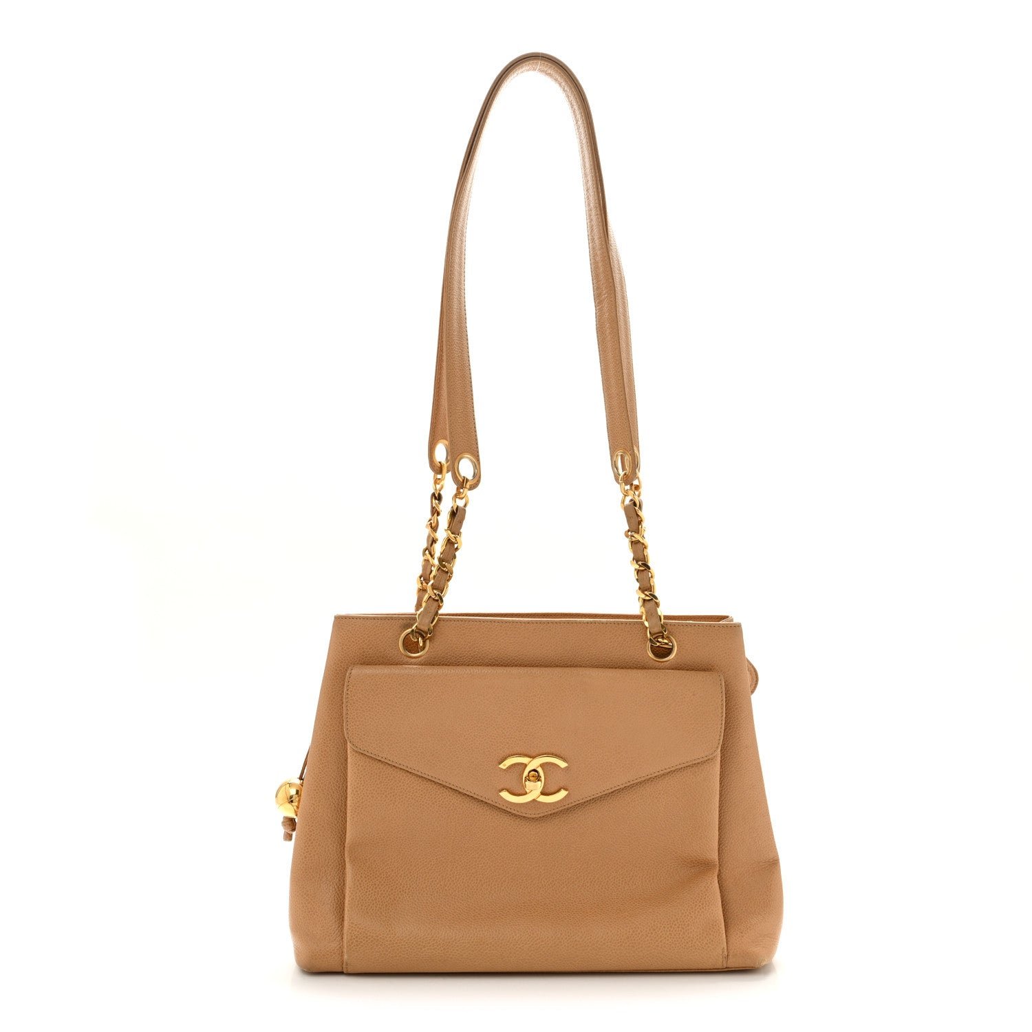 Chanel Caviar Flap Shoulder Bag Beige