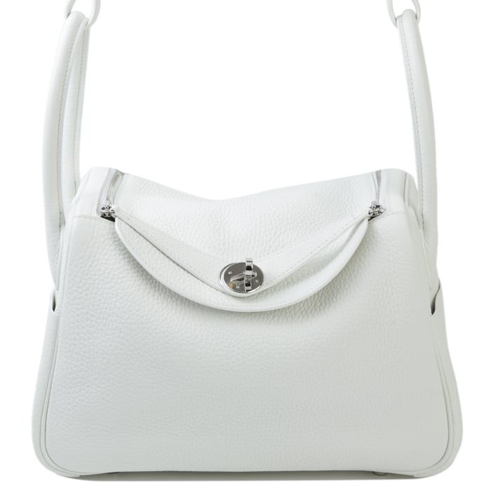 Hermes HERMÈS Lindy 26 shoulder bag in White Clemence leather with Palladium hardware