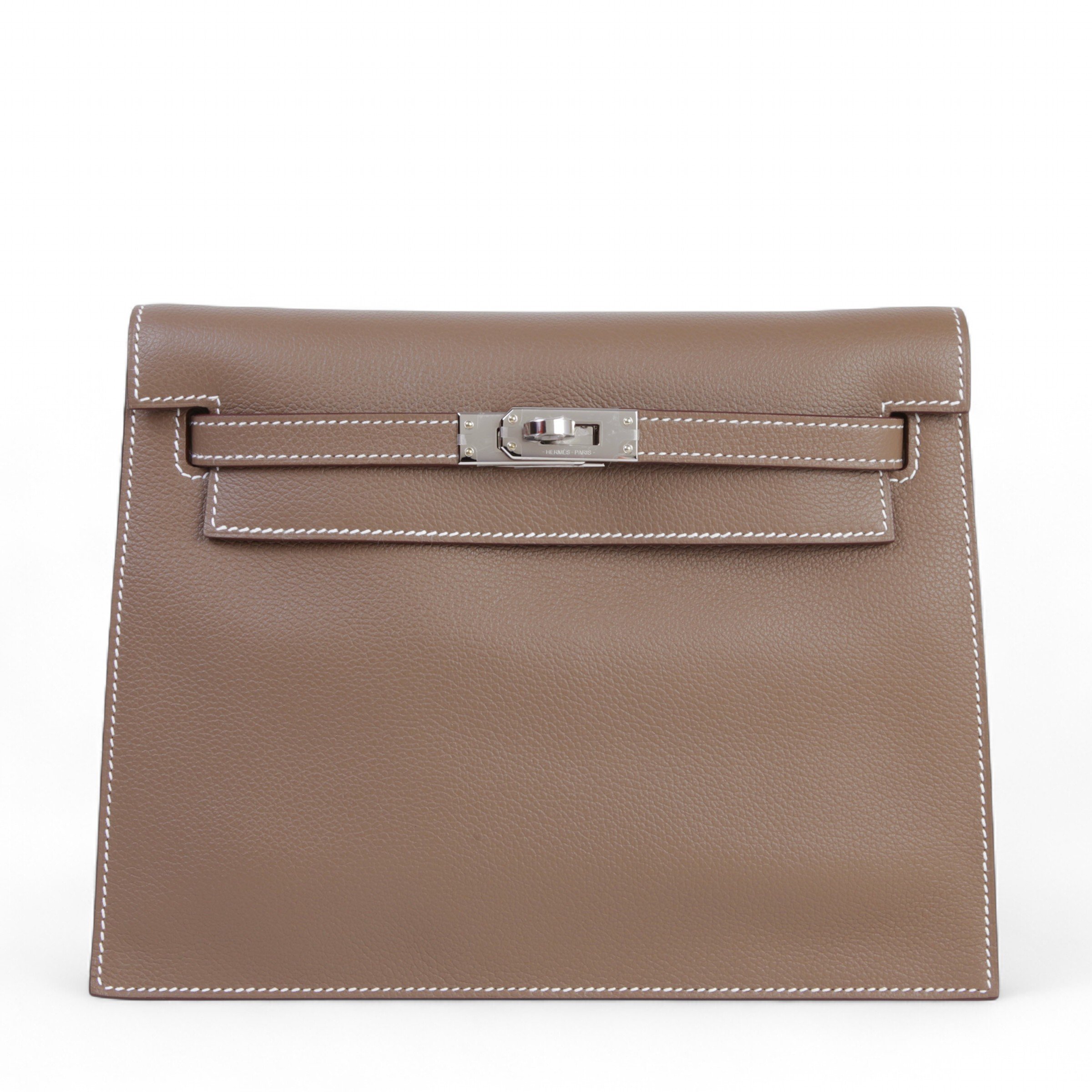 Hermes Brand New ( Rank N ) HERMÈS Kelly Danse Verso Etoupe (18) New White (0U) Evercolor Palladium hardware W (2024)