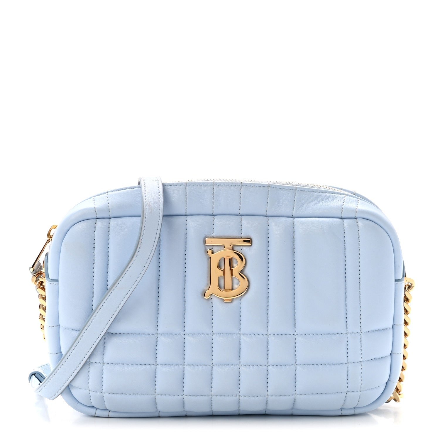 Burberry Lambskin Quilted Small Lola Camera Bag Pale Blue