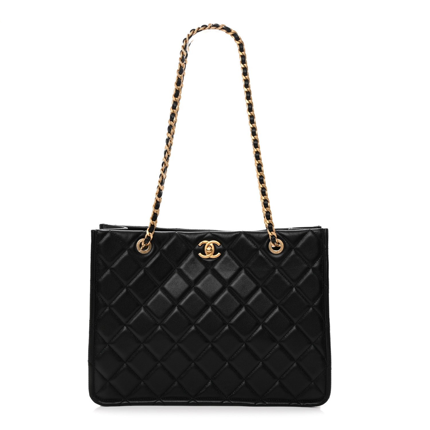 Chanel Caviar Quilted Sweet Classic Shopping Tote Black