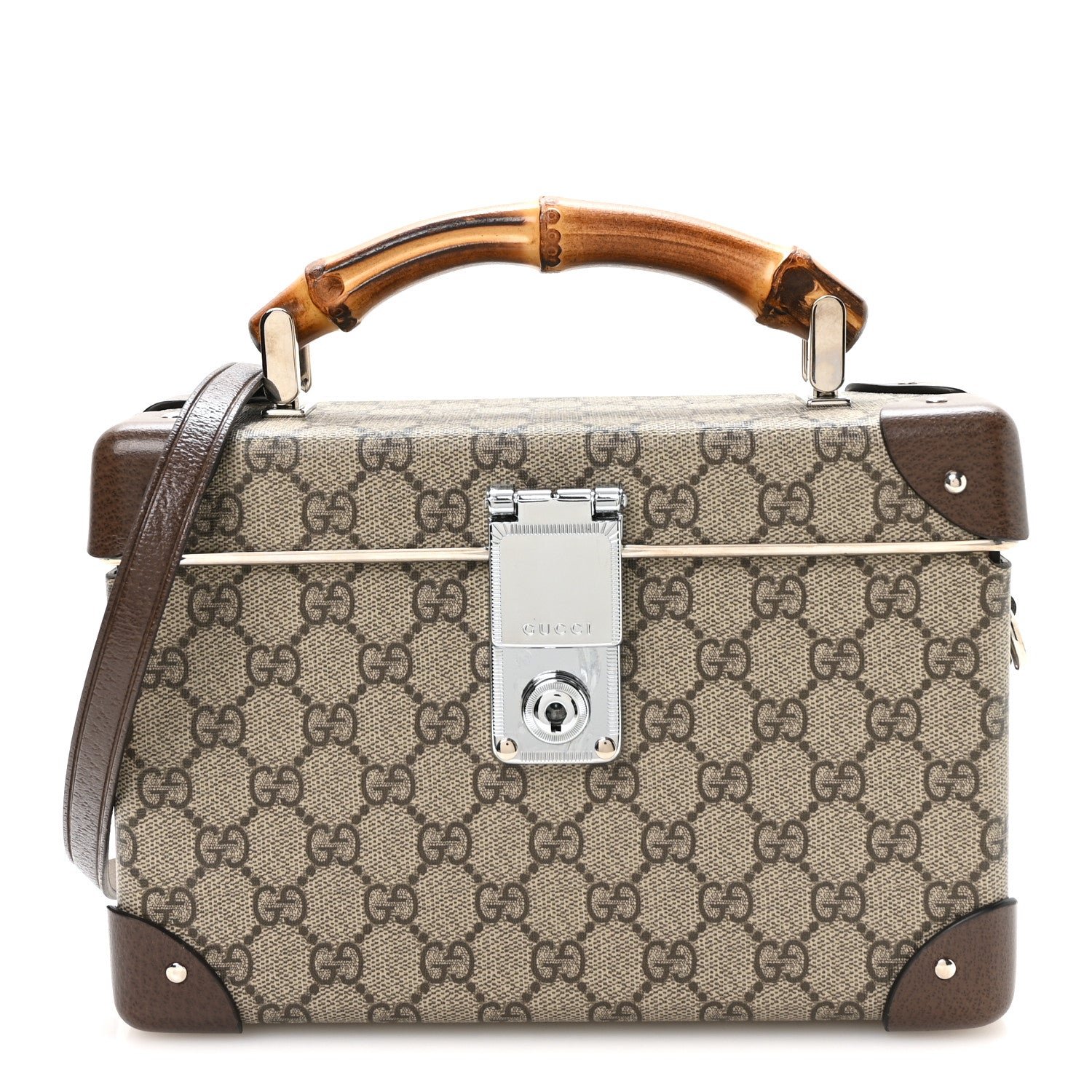 Gucci GG Supreme Monogram Globe-Trotter Beauty Case Brown