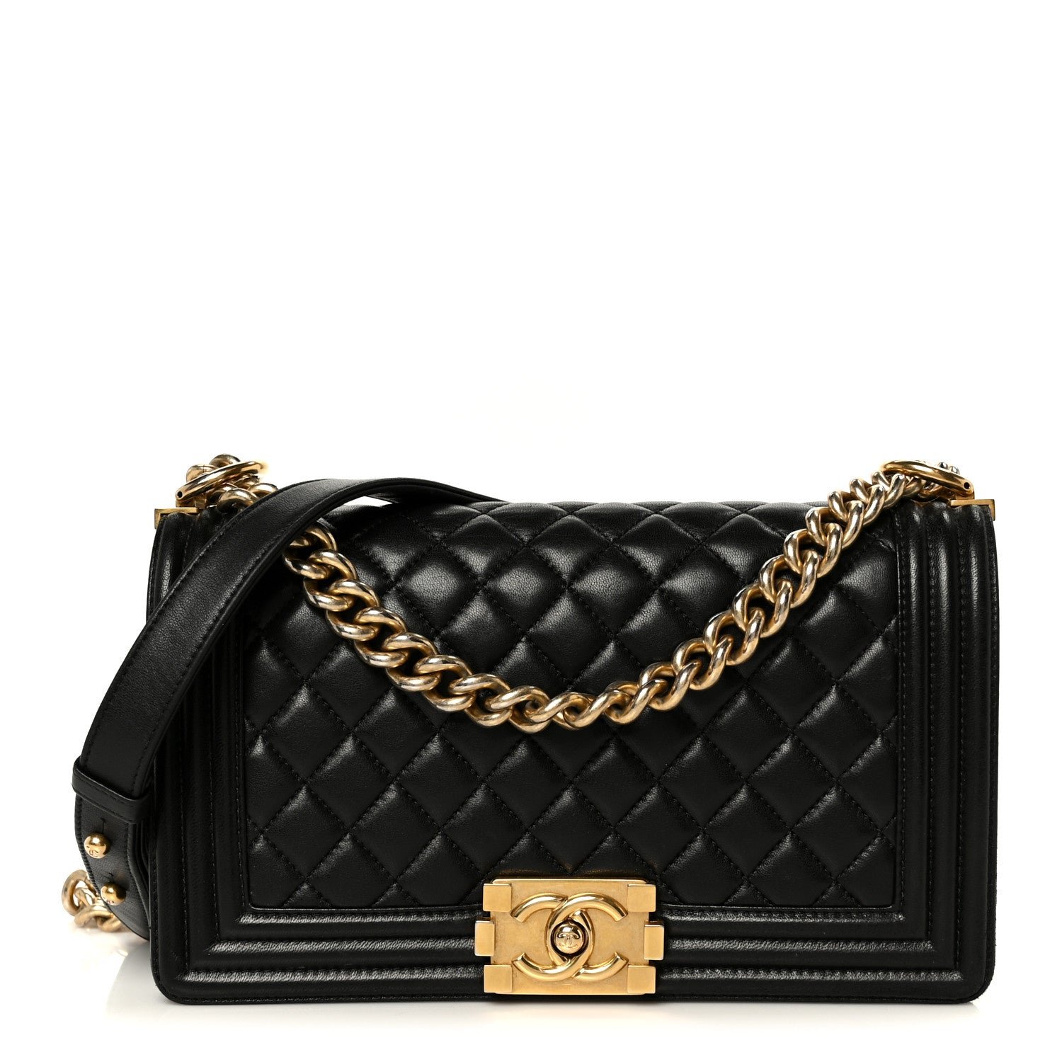 Chanel Lambskin Quilted Medium Boy Flap Black