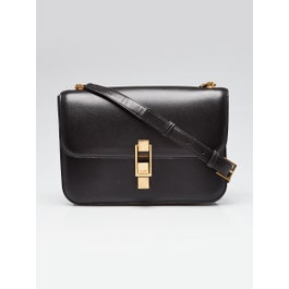 Saint Laurent Yves Saint Laurent Black Leather Carre Satchel Crossbody Bag