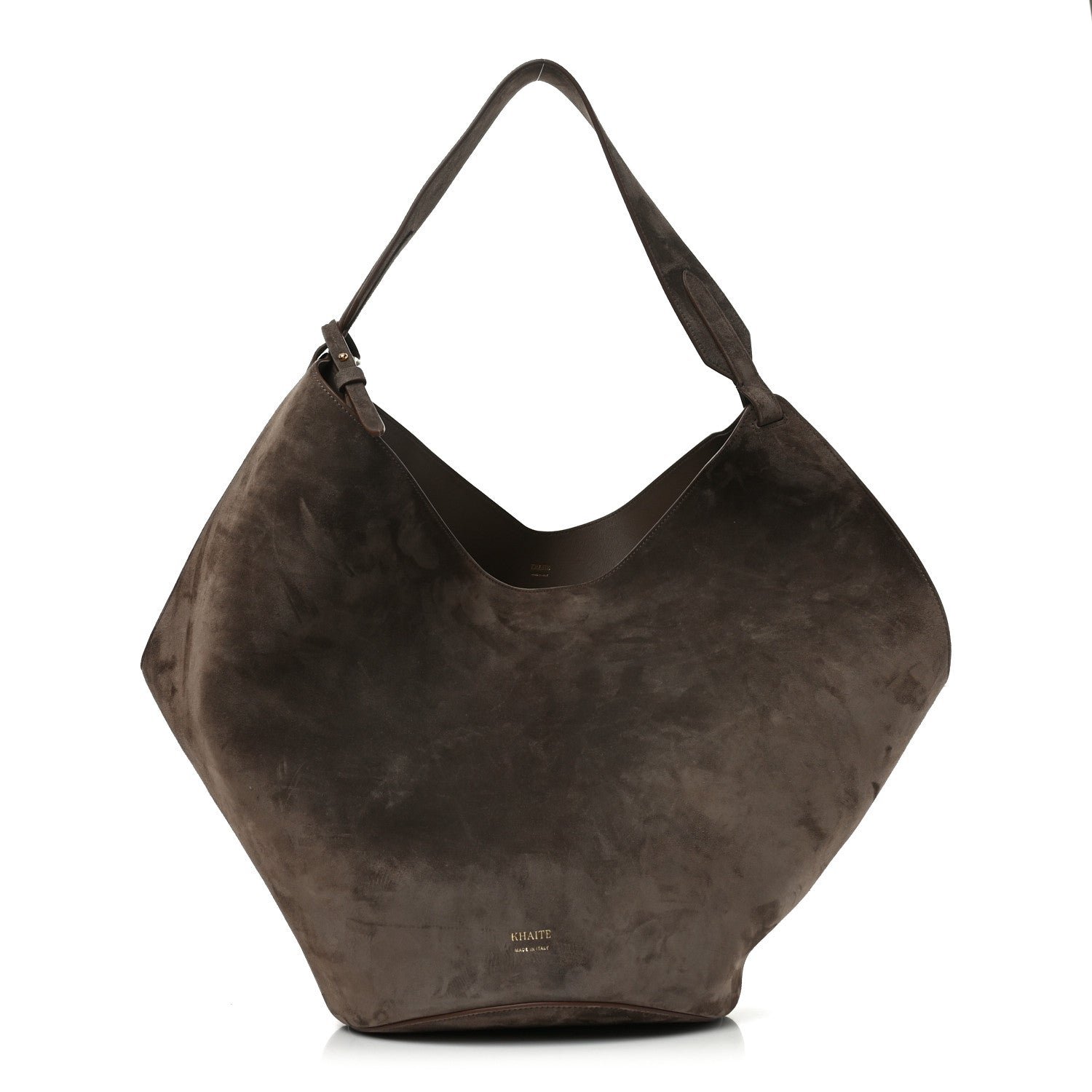 Khaite Suede Calfskin Medium Lotus Tote Cedar