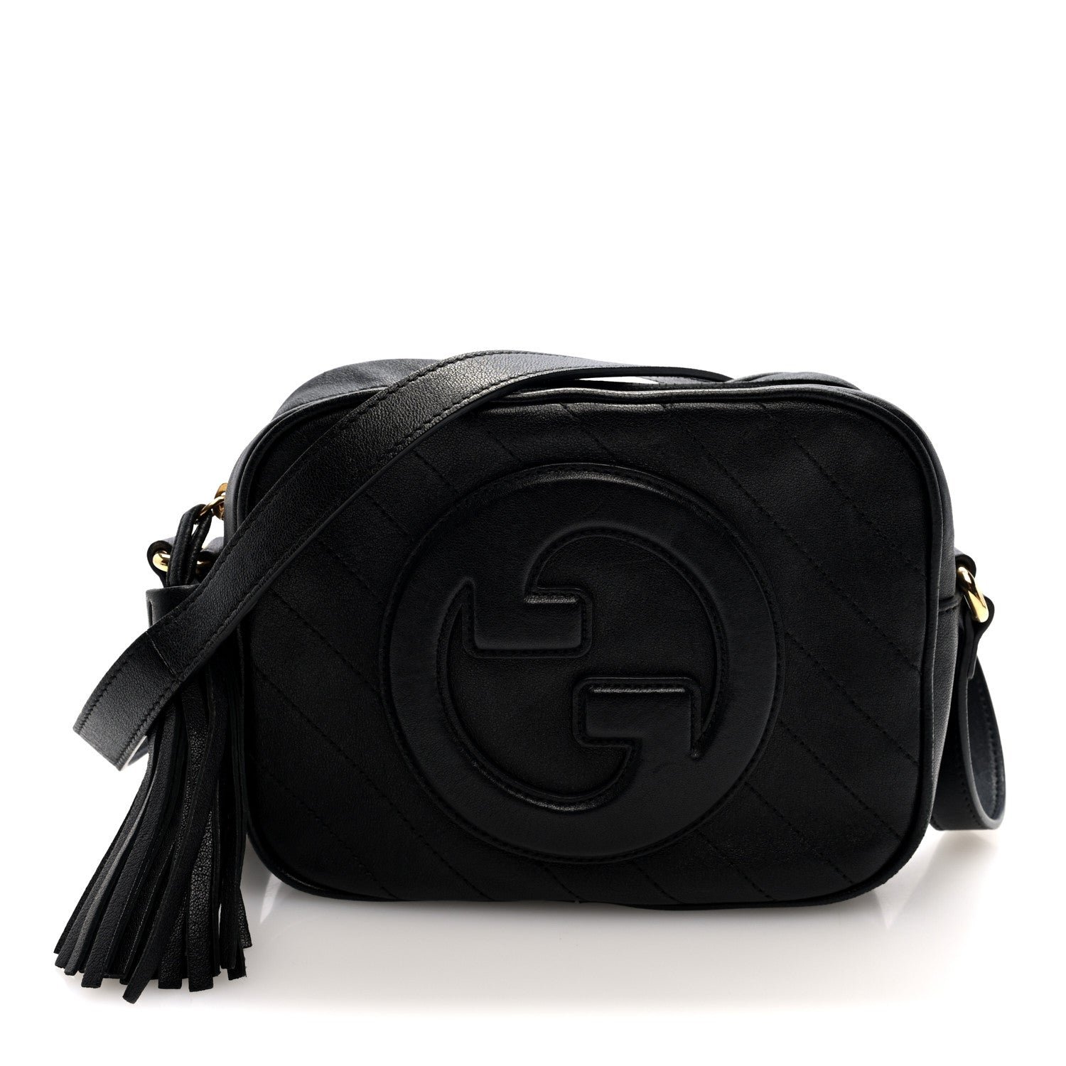 Gucci Sakai Be Green Calfskin Diagonal Stitched Small Blondie Shoulder Bag Black