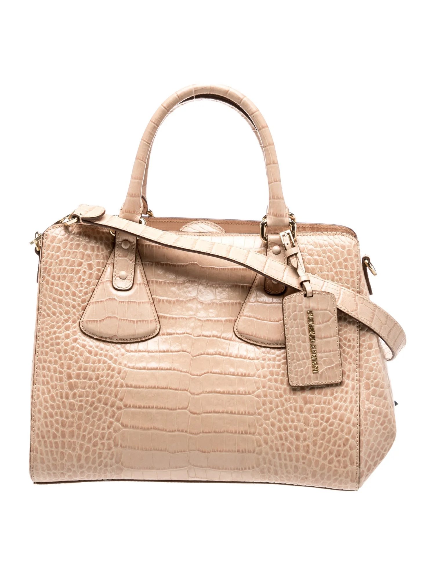 Embossed Leather Top Handle Bag