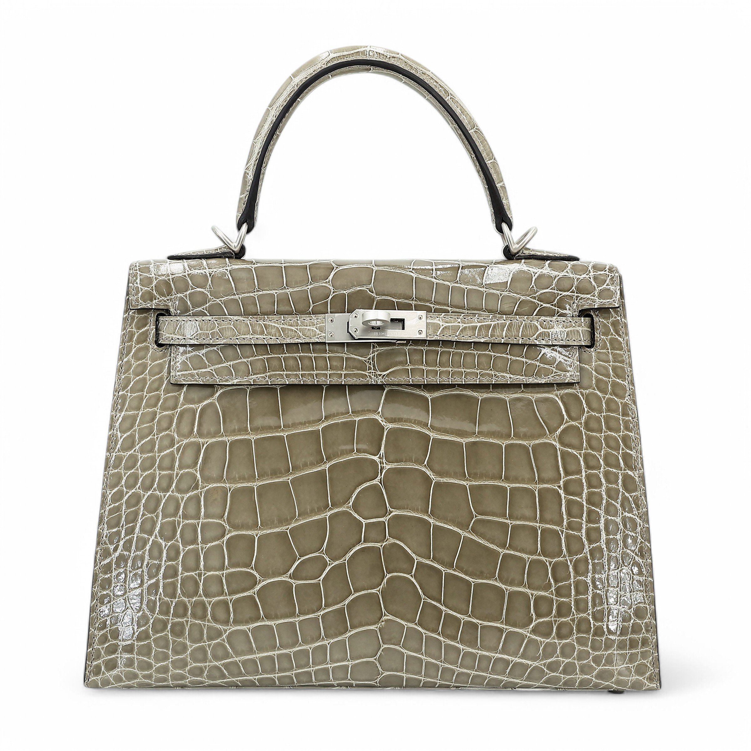 Hermes Unused ( Rank NS ) HERMÈS Kelly 25 Sellier HSS Gris Tourterelle (81) Alligator Brushed Palladium Y (2020)