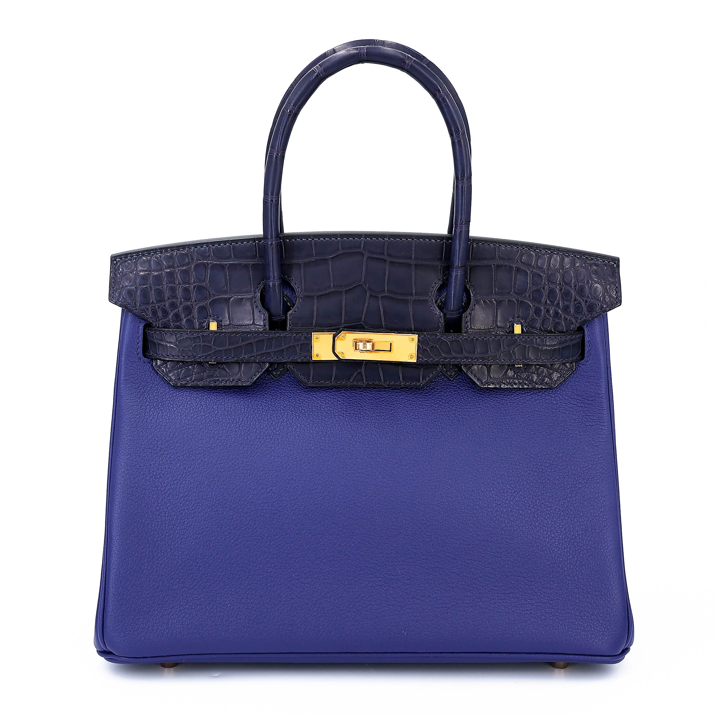 Unused ( Rank NS ) HERMÈS Birkin 30 Touch Bleu Saphir (73) Blue Marine (78) Matte Alligator Taurillion Novillo Rose Gold hardware C (2018)