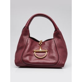 Gucci Dark Red Grained Calfskin Leather Softbit Shoulder Bag