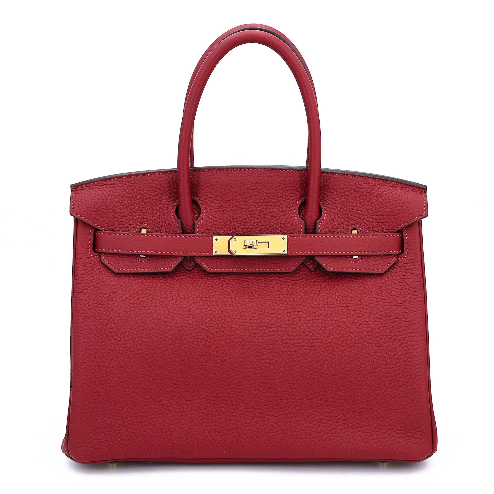 Unused ( Rank NS ) HERMÈS Birkin 30 Rouge Grenat (K1) Clemence Gold hardware A (2017)