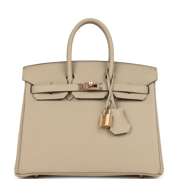 Hermes Hermes Birkin 25 Gris Tourterelle Togo Rose Gold Hardware