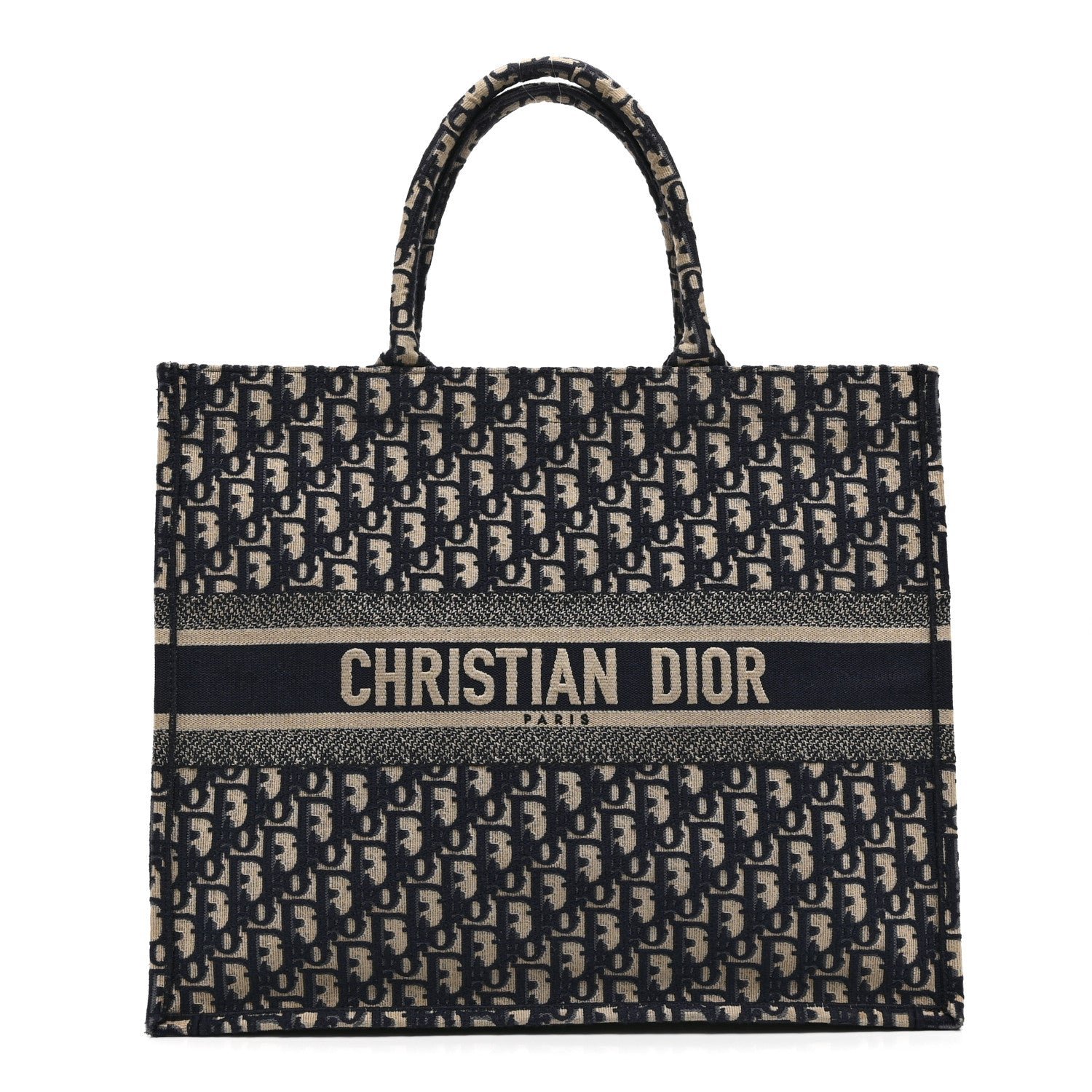 Christian Dior Oblique Large Book Tote Blue Multicolor