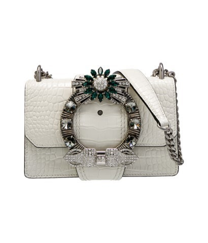 Miu Miu Miu Embossed Leather Shoulder Bag