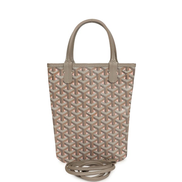 Goyard Goyardine Greige and Pink Poitiers Claire-Voie Mini Tote Bag Palladium Hardware