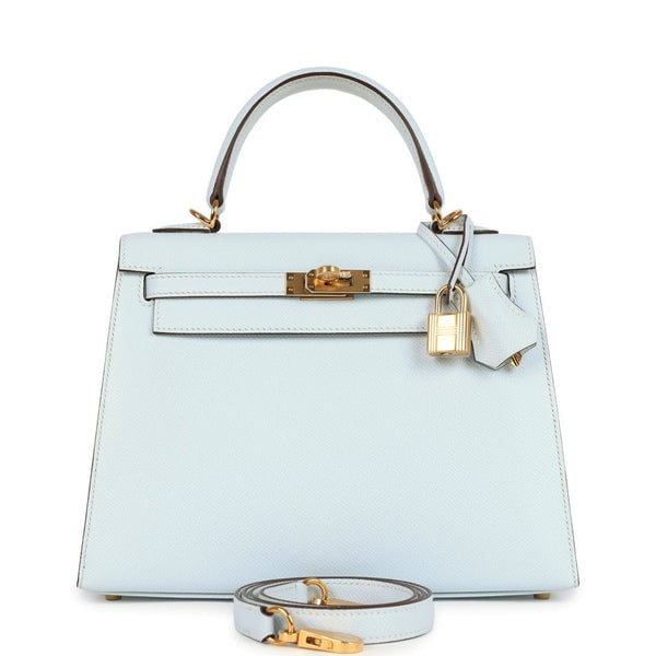 Hermes Hermes Kelly Sellier 25 Bleu Brume Epsom Gold Hardware