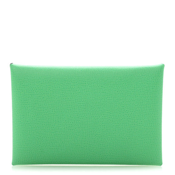 Hermes Madame Calfskin Calvi Card Case Menthe