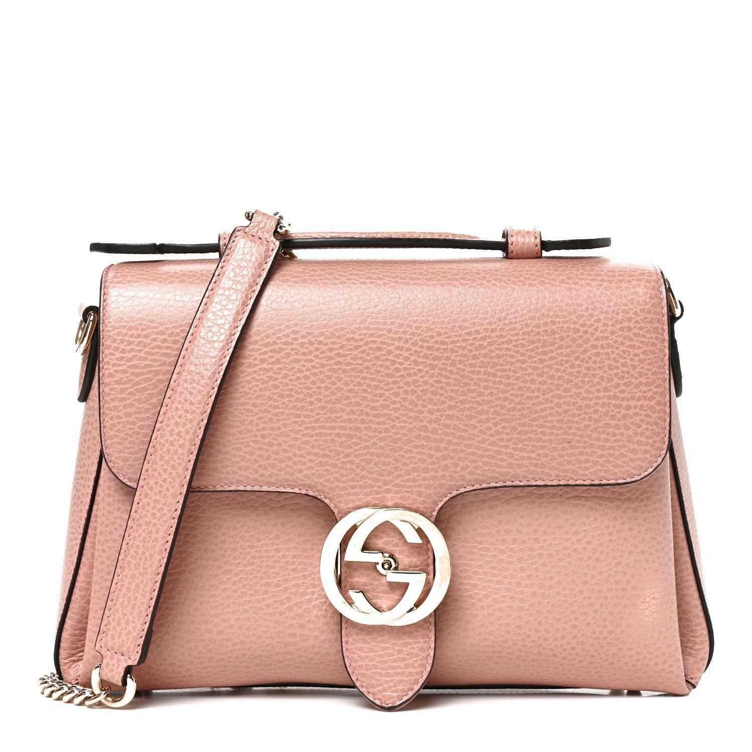 Gucci Dollar Calfskin Interlocking G Top Handle Shoulder Bag Soft Pink