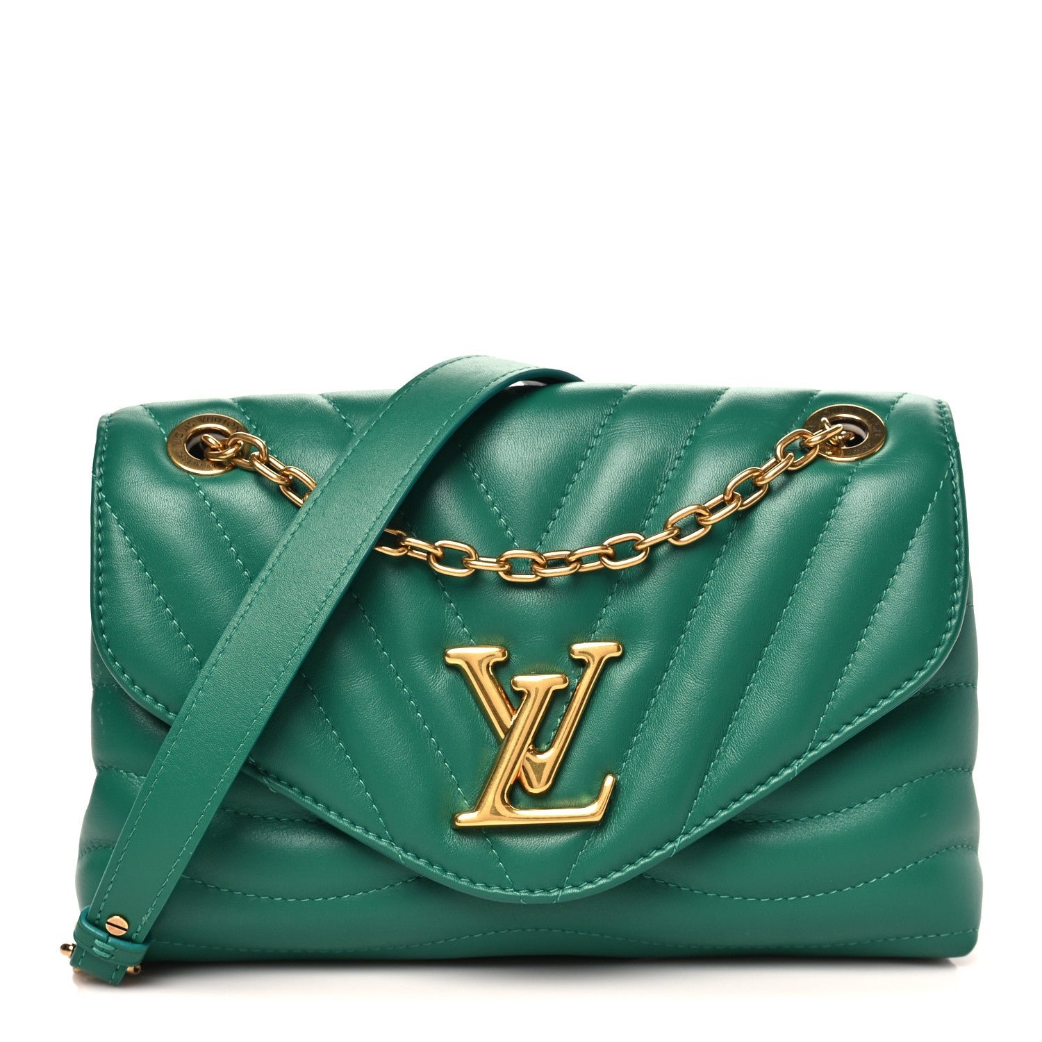 Louis Vuitton Calfskin New Wave Chain Bag MM NM Emerald