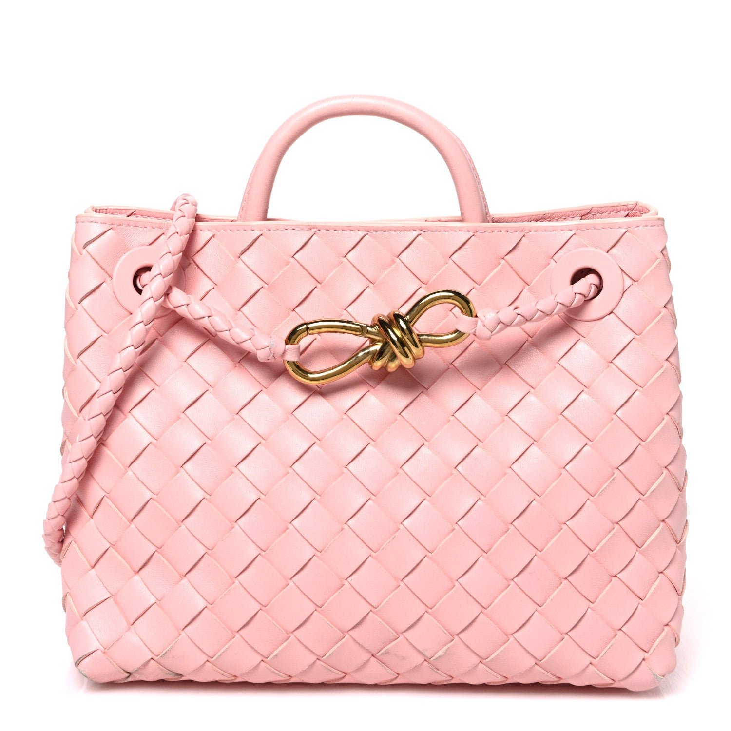 Bottega Veneta Nappa Intrecciato Small Andiamo Shoulder Bag Blush