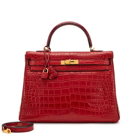 Hermes Rouge H Matte Alligator Retourne Kelly 35 Gold Hardware, 2013